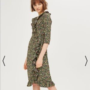 Top Shop flower garden ruffle midi dress